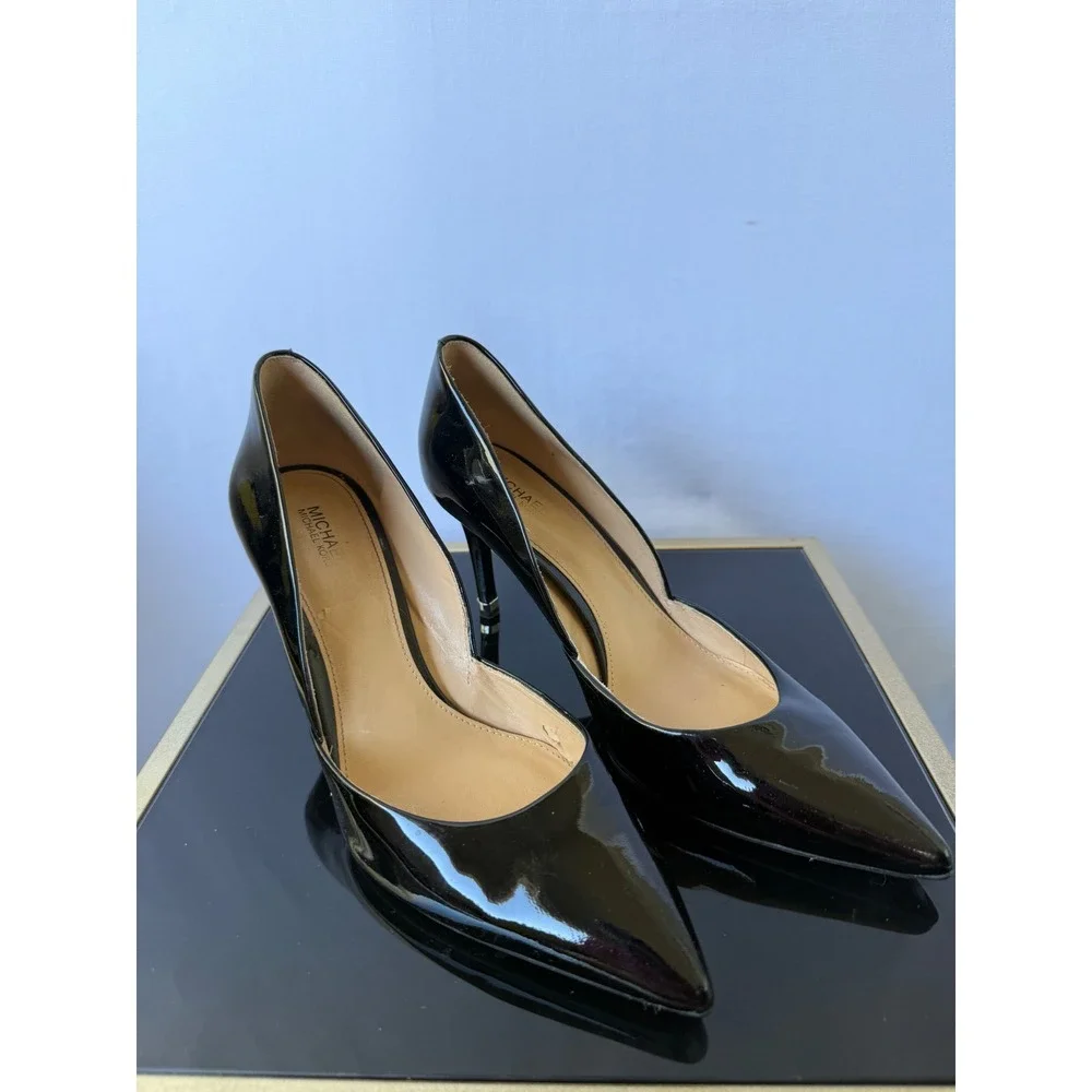 Michael Kors Black Patent Leather Pointed‎ Toe Stiletto Pumps Heels 8.5M SH17H